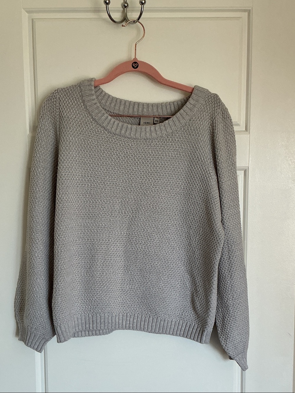 ICHI Light blue/Grey Crewneck Knit Sweater - Women's